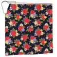 thumbnail image 1 of Honeii Red Rose Flower Print Shower Curtain 72x72in,Bathroom Curtain,Waterproof Fabric Shower Curtain Set with Hooks, 1 of 5