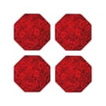 thumbnail image 1 of Honeii Red Rose print Leather Coaster Set of 4, ideal for safeguarding your furniture from drinks spills and effortless cleanup-Octagon, 1 of 6