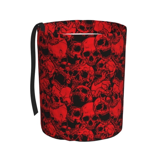 Honeii Red Skulls 3 Print Waterproof Car Trash Can,Waterproof Portable Collapsible Trash Can,Garbage Container fits Most Cars,SUVs,and Trucks