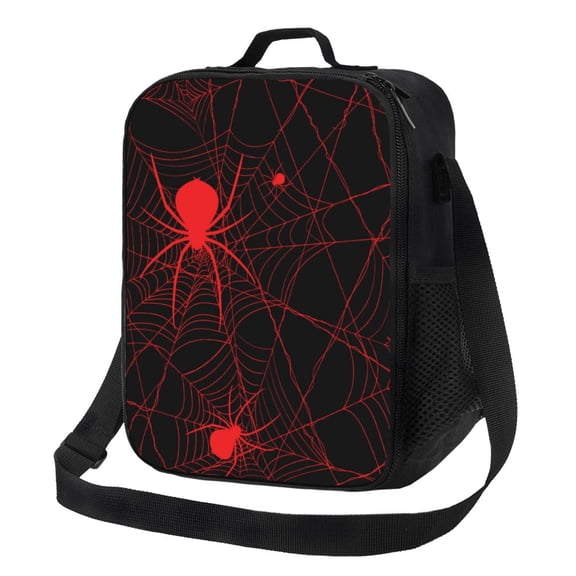Honeii Red Spider On The Web Print Insulated Lunch Bag, Reusable Lunch Box for Adult, Leakproof Cooler Bag for Work Office Travel Picnic