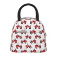 thumbnail image 1 of Honeii Red Wheeled Tractors Print Insulated Lunch Bag Women Reusable Lunch Box with Pocket for Work Picnic Travel -One Size, 1 of 6