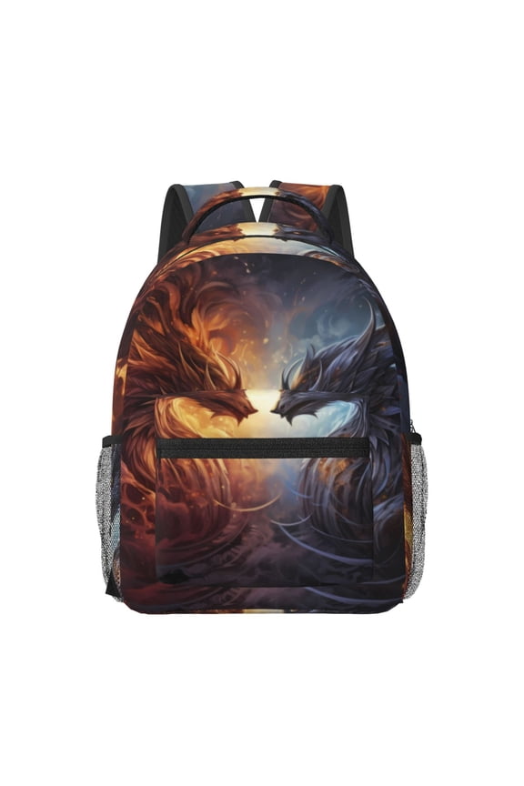 Red And White Beast Print Backpack for School,15.6 inch Laptop Back Pack for High School and College Students, Waterproof Computer Bookbag-One Size