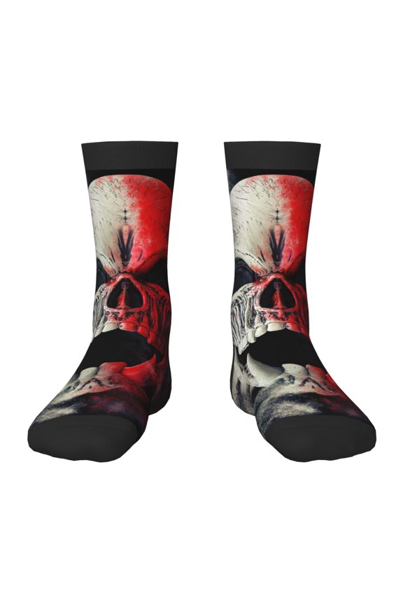 Red And White Screaming Demon Skull Print Children's Colorful Socks,Unisex Kids and Toddlers' Cushioned Sock,Kids Athletic Crew Socks,for Everyday Wear and Sports