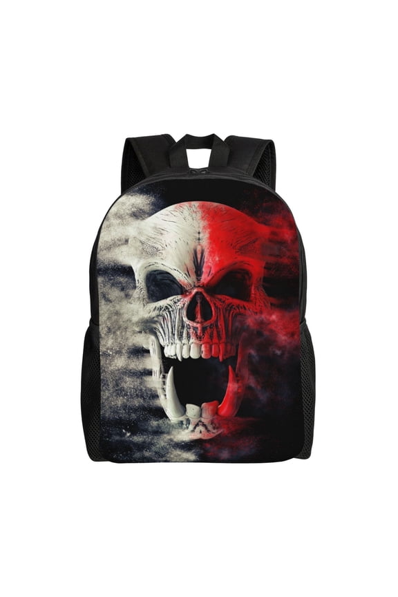 Red And White Screaming Demon Skull Print Laptop Backpack for Work, College, Travel, Daily Backpacks for Men Women, Sport Rucksack,Computer Bag