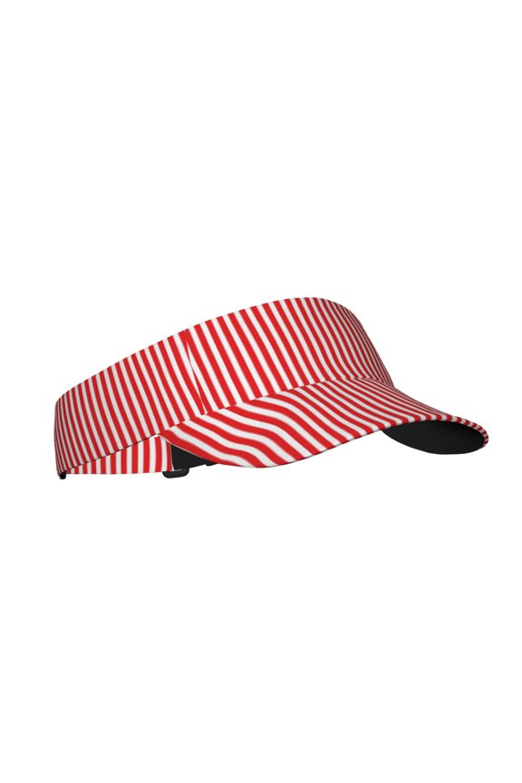 Red And White Stripes Print Adult Sunscreen Visor Cap, Adjustable Sun Protection Hat,Sun Visor Hats,UV Protection Outdoor Sports Golf Running Sun Caps