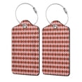 thumbnail image 1 of Honeii Red and Brown Squares Print Leather Luggage Tag for Suitcases,ID Tags,Bag Tags for Luggage,Functional Travel Tag-4 PCS, 1 of 5