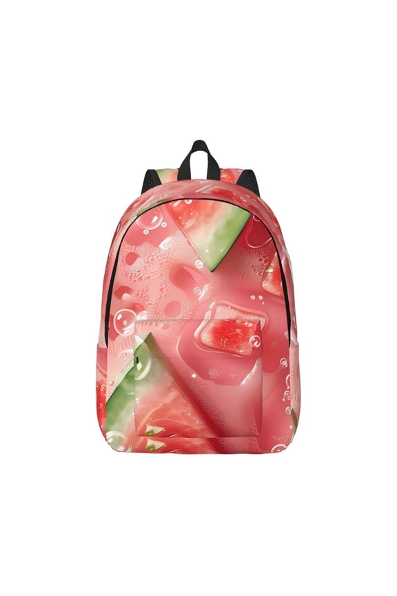 Refreshing Watermelon Slices Print Canvas College Laptop Backpack, Durable Rucksack Travel Notebook Bag School Backpack Book Bag for Men Women-Small
