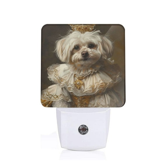 Honeii Regal Dog In Royal Attire Print LED Night Light with Light Sensor, Night Lights Plug Into Wall,Ideal for Bedrooms and Hallways-EU