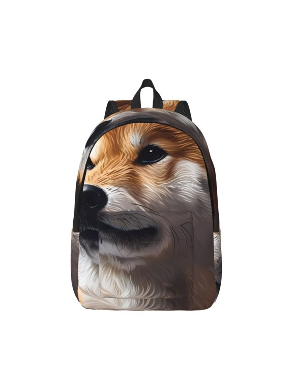 Regal Shiba Inu Print Canvas College Laptop Backpack, Durable Rucksack Travel Notebook Bag School Backpack Book Bag for Men Women-Small