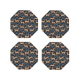 thumbnail image 1 of Honeii Reindeer print Leather Coaster Set of 4, ideal for safeguarding your furniture from drinks spills and effortless cleanup-Octagon, 1 of 6