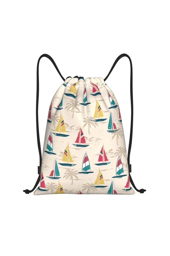 Reto Marine Nautical Print Drawstring Backpack,Drawstring Bags String Backpack Gym Cinch Sack Backpack Sport Bag Draw-Small