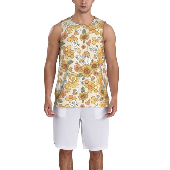 Honeii Retro 70s 60s Flower print basktball shirt for men and women, Unisex basketball jersey for Theme party-Medium