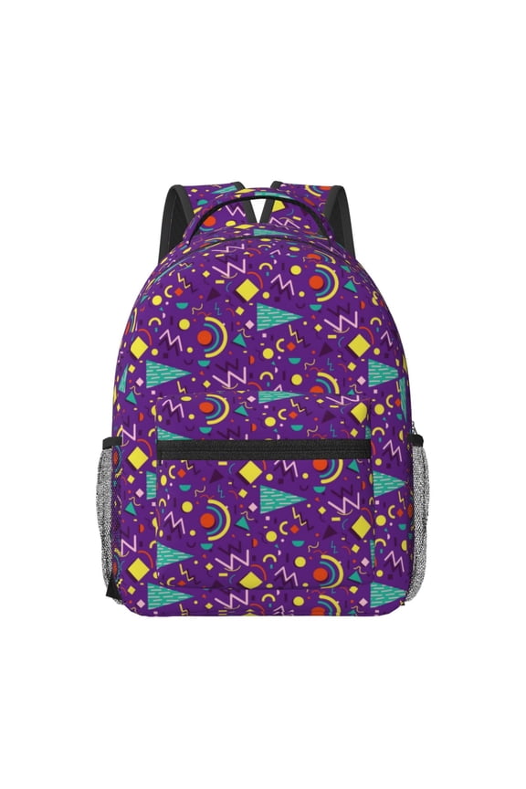Retro 80s Style Print Backpack for School,15.6 inch Laptop Back Pack for High School and College Students, Waterproof Computer Bookbag-One Size