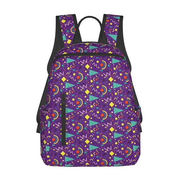 Honeii Retro 80s Style Print Lightweight Backpacks,Carry on Backpack,Durable Backpack for School, Work & Travel
