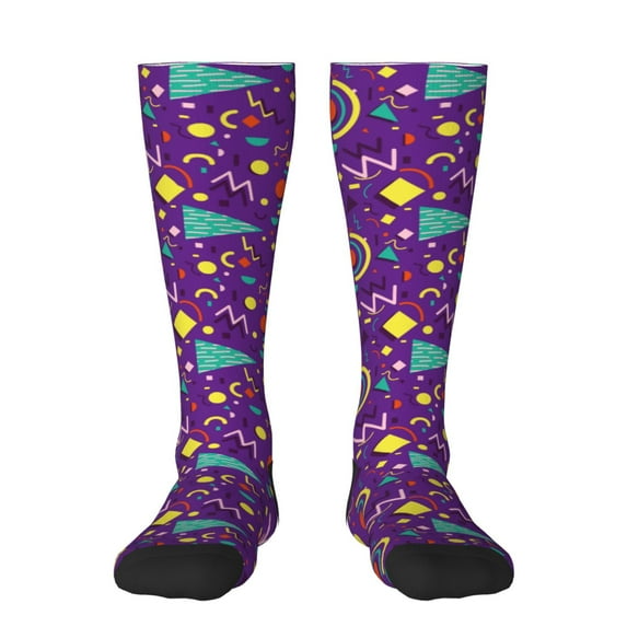 Honeii Retro 80s Style Print Long Socks,Novelty Design Socks Gift for Men and Women,Crew Socks,Calf Socks