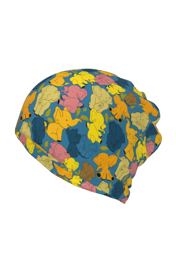 Retro Boho Elephants Print Winter Beanie Daily Hat - Thermal Polar Fleece Ski Running Hat Skull Cap for Men and Women,Beanie