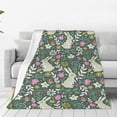 thumbnail image 1 of Honeii Retro Bunny Floral Print Fleece Blanket - Throw Blanket for Bed, Sofa, Couch, Camping, and Travel , Microplush Ultra Soft Warm Blanket-40"x30", 1 of 7