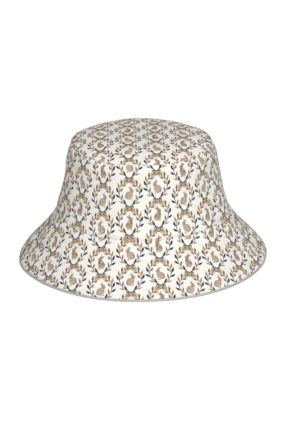 Retro Bunny for Unisex Bucket Hat Waterproof Rain Hat Reversible Shiny Rave Bucket Hat for Concert Festival Boonie Cap