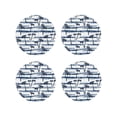 thumbnail image 1 of Honeii Retro Coconut Tree print Leather Coaster Set of 4, ideal for safeguarding your furniture from drinks spills and effortless cleanup-Round Shape, 1 of 6