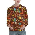 thumbnail image 1 of Honeii Retro Coffee Pattern Womens Oversized Hoodies Long Sleeve Sweatshirts Pullover Fall Outfits with Pocket-Large, 1 of 7