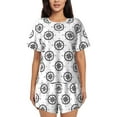 thumbnail image 1 of Honeii Retro Compass for Women's Summer Pajama Set featuring Soft Short Sleeve Shirt & Matching Bottoms with Convenient Pockets for Relaxed Home Wear-Small, 1 of 6