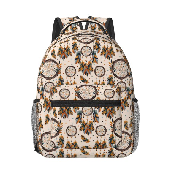 Honeii Retro Dreamcatcher Print Backpack for School,15.6 inch Laptop Back Pack for High School and College Students, Waterproof Computer Bookbag-One Size