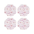 thumbnail image 1 of Honeii Retro Floral print Leather Coaster Set of 4, ideal for safeguarding your furniture from drinks spills and effortless cleanup-Octagon, 1 of 6
