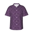thumbnail image 1 of Honeii Retro Florals Purple Print Men’s Hawaiian Shirt,Classic Button-Down Short Sleeve Shirt, for Beach, Vacation, and Outdoor Activities,Small, 1 of 7