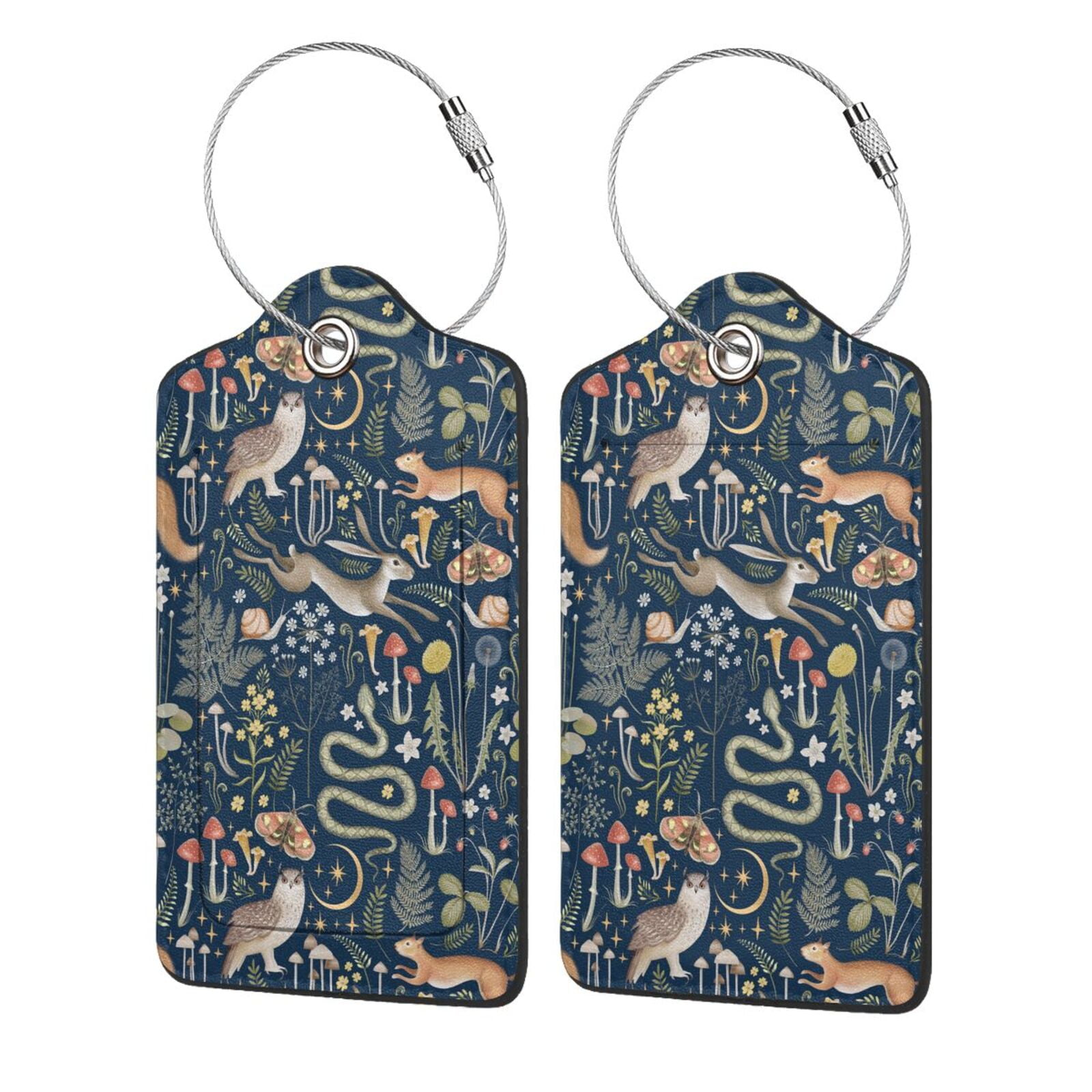 Honeii Retro Forest Animals Print Leather Luggage Tag for Suitcases,ID ...
