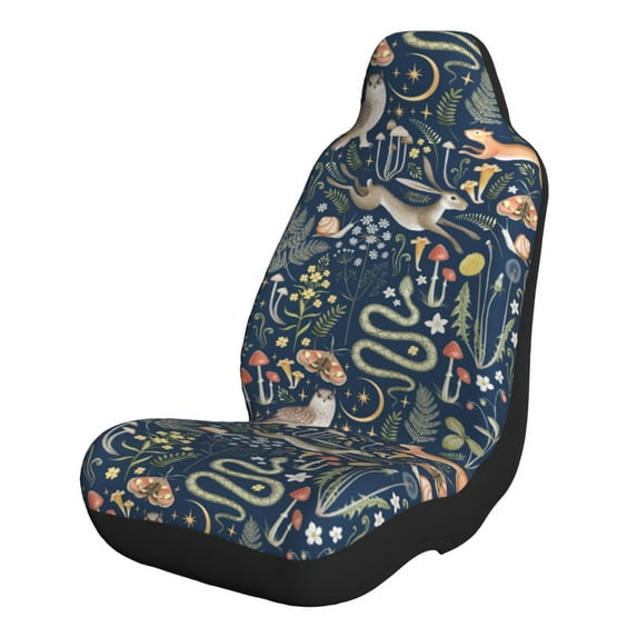Honeii Retro Forest Animals for Car Seat Covers Full Set, Seat Covers for Cars, Car Seat Protector Waterproof, Leather Car Seat Cushion-2 PCS