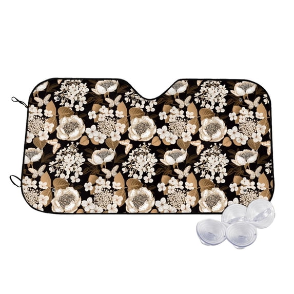 Honeii Retro Hydrangeas Print Car Sunshade for Windshield,Car Cover Sunshade Protector,Foldable Front Window Sun Visor,Fits Cars, SUVs, Trucks