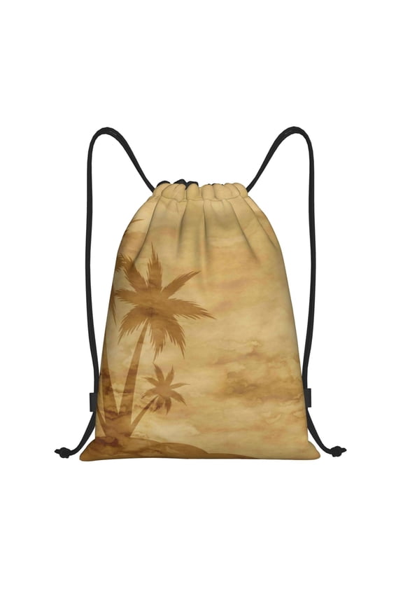 Retro Palm Tree Print Drawstring Backpack,Drawstring Bags String Backpack Gym Cinch Sack Backpack Sport Bag Draw-