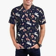 thumbnail image 1 of Honeii Retro Rabbit Flower print Polo Shirt, a classic short-sleeved, button-down golf shirt designed for menXX-Large, 1 of 6