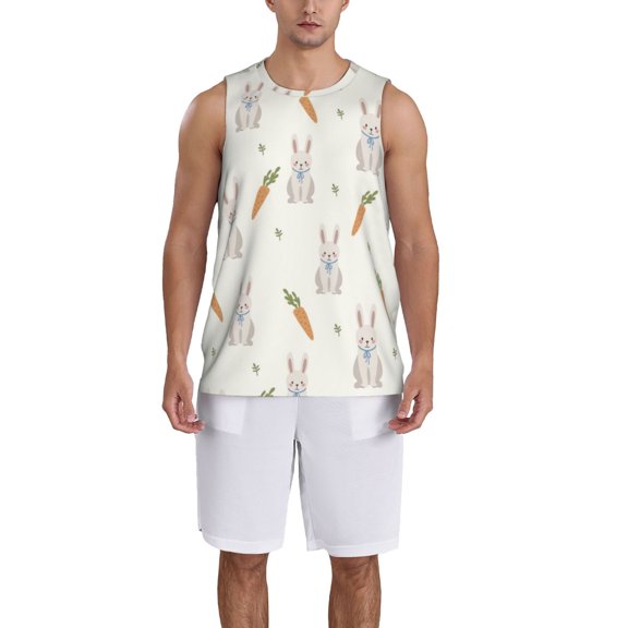 Honeii Retro Rabbit print basktball shirt for men and women, Unisex basketball jersey for Theme party-Medium