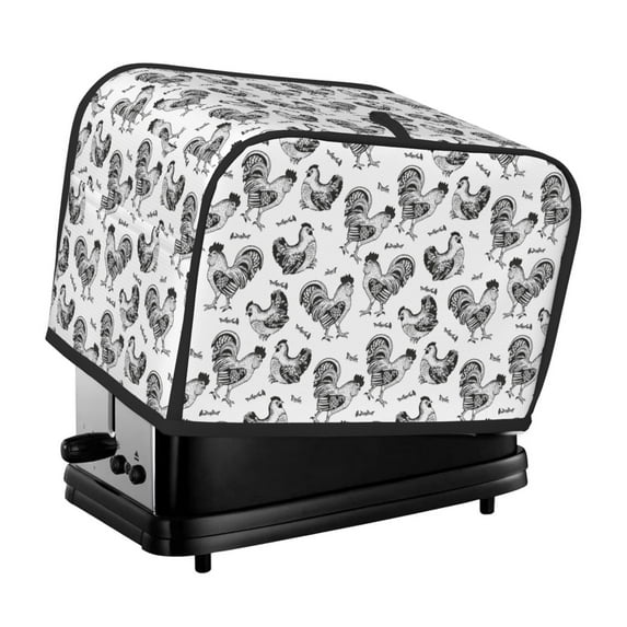 Honeii Retro Rooster Print 2 slice Toaster Cover, Two Slice Toaster Dust-proof Cover For Kitchen Small Appliance and Fingerprint Protection