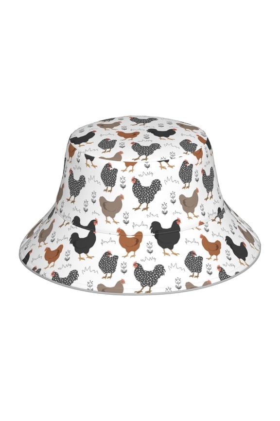 Retro Rooster for Unisex Bucket Hat Waterproof Rain Hat Reversible Shiny Rave Bucket Hat for Concert Festival Boonie Cap