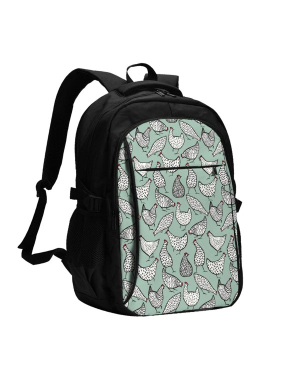 Retro Rooster4 for Travel Laptop Backpack, Business Laptops Backpack with USB Charging Port, College High School Computer Bag for Men Women