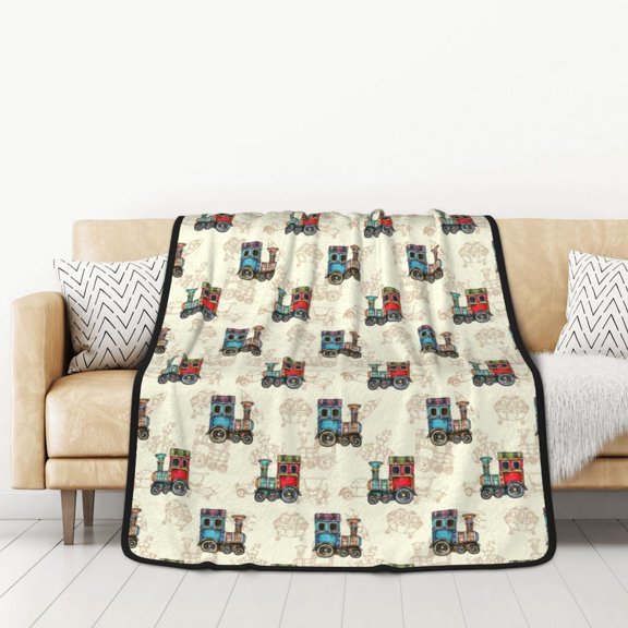 Honeii Retro Steampunk Vehicle for Throw Blanket for Couch - Thick Blanket, Soft Fuzzy Plush Throw Blanket for All Seasons, Double Sided Blanket,50x60 In