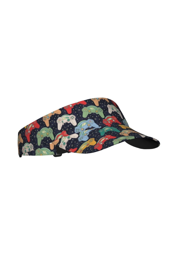 Retro Video Game Print Adult Sunscreen Visor Cap, Adjustable Sun Protection Hat,Sun Visor Hats,UV Protection Outdoor Sports Golf Running Sun Caps