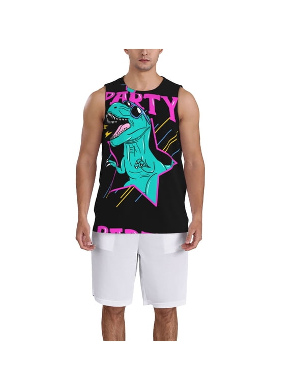 Rex Dinosaur With Sunglasses print basktball shirt for men and women, Unisex basketball jersey for Theme party-Medium