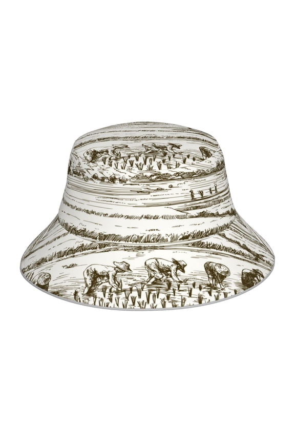 Rice Harvest for Unisex Bucket Hat Waterproof Rain Hat Reversible Shiny Rave Bucket Hat for Concert Festival Boonie Cap