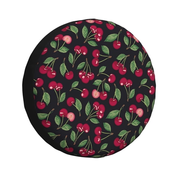 Honeii Ripe Red Cherry Print Tire Covers, Waterproof Anti-UV Sun Snow Rain Tire Covers for Trailers, RV, Camper, SUV, Truck-17 inch