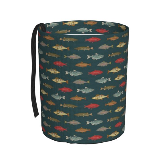 Honeii River Freshwater Fish Print Waterproof Car Trash Can,Waterproof Portable Collapsible Trash Can,Garbage Container fits Most Cars,SUVs,and Trucks