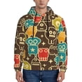 thumbnail image 1 of Honeii Robot and Monsters Pattern Mens Hoodies Men's Loose Sleeve Sweatshirt,Pullover Hooded Sweatshirt for Men,Essentials Hoodie-Small, 1 of 7