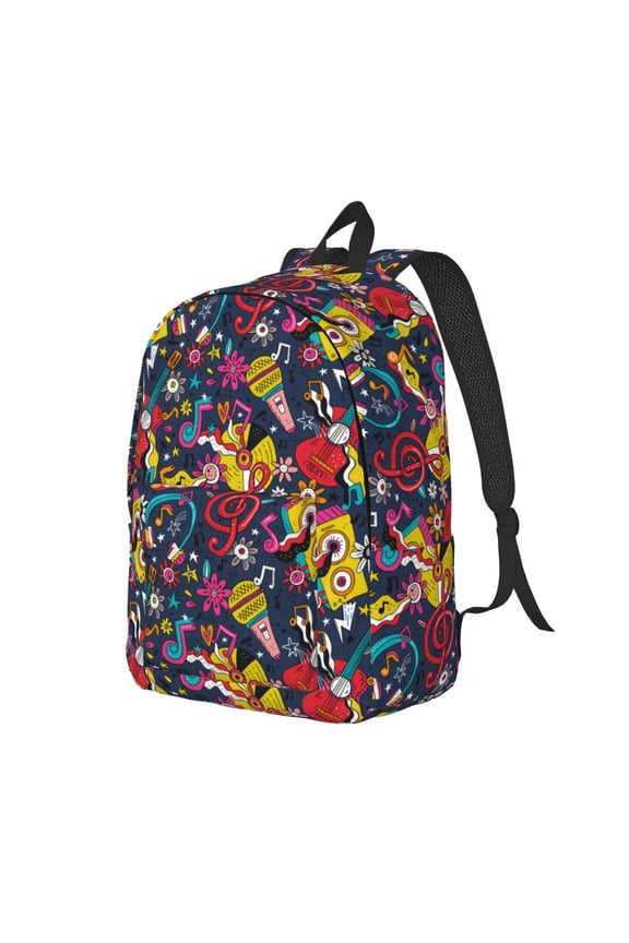 Rock Music Print Canvas Backpack for School & Outdoor,Laptop Excursion Backpack,Notebook School Bookbag For Men Women,for Work, Travel, and Everyday Use-Small
