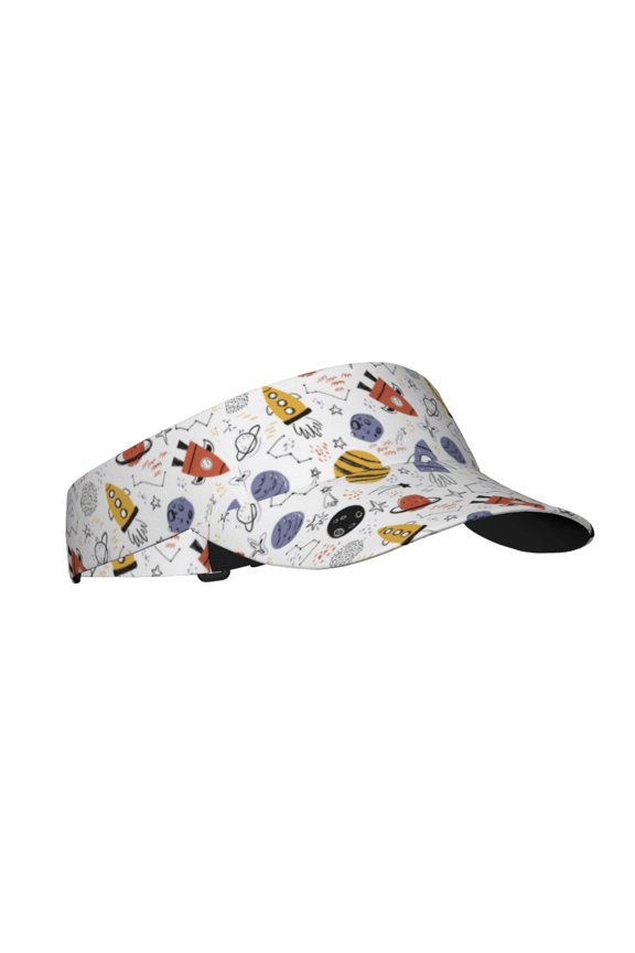 Rocket Planets Print Adult Sunscreen Visor Cap, Adjustable Sun Protection Hat,Sun Visor Hats,UV Protection Outdoor Sports Golf Running Sun Caps