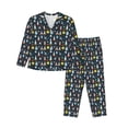 thumbnail image 1 of Honeii Rocket Space print Women's Pajama Sets Long Sleeve Button Down Sleepwear Nightwear Soft Pjs Lounge Sets-Medium, 1 of 7