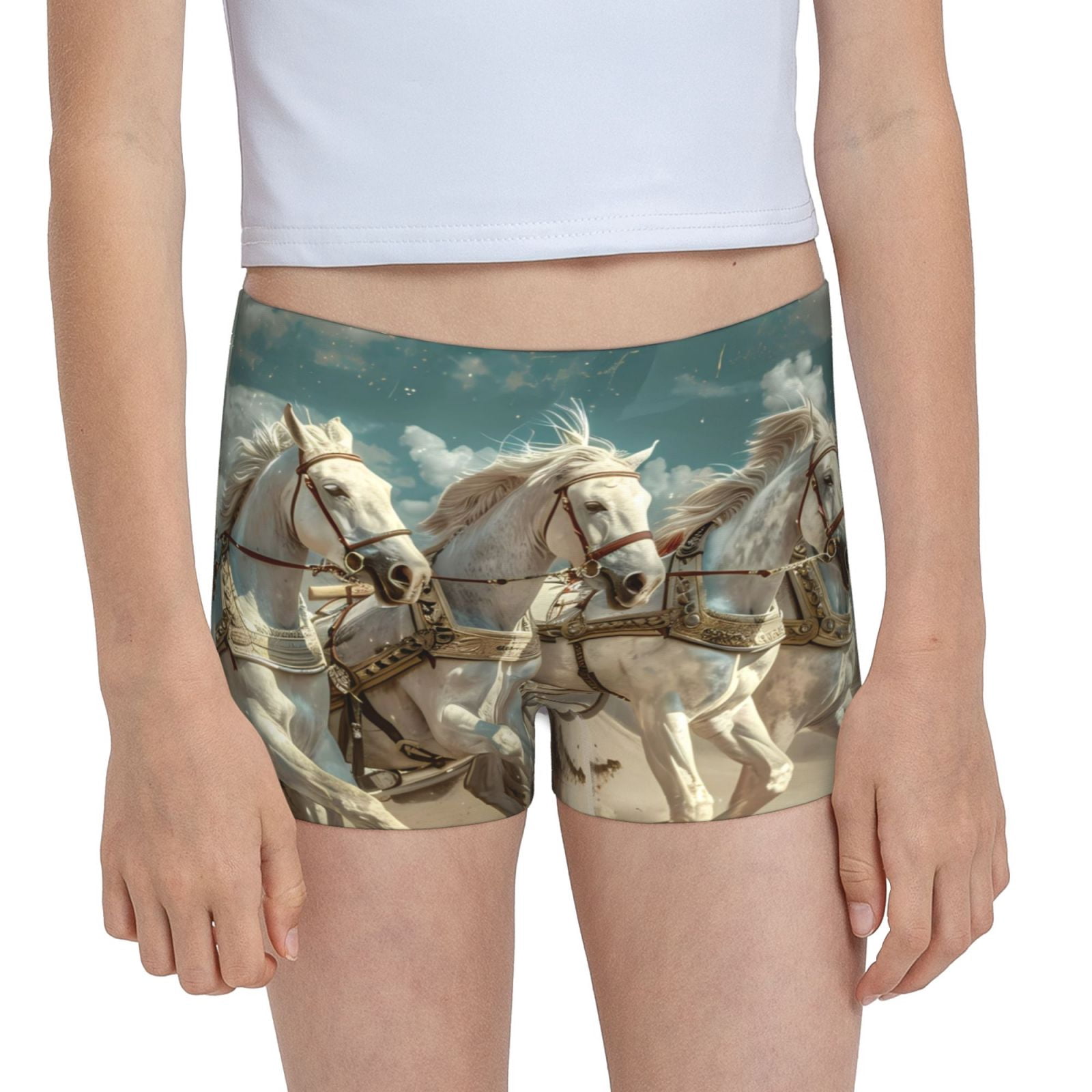 Female Racing Briefs Honeii Roman Chariot Horse Race Print 100% Cotton Boxer Briefs, Girls ...