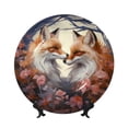thumbnail image 1 of Honeii Romantic Flower Fox Print Elegant Bone China Decorative Plate, Porcelain Plate,Art Crafts,Ceramic Ornaments for Home Office Wall Decor-10in, 1 of 6