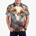 thumbnail image 1 of Honeii Romantic Flower Fox print Polo Shirt, a classic short-sleeved, button-down golf shirt designed for men3X-Large, 1 of 6